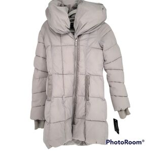 Nwt french connection light grey puffer quilted hoodie winter coat size XSmall